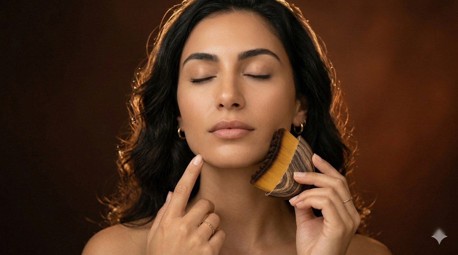 Donna utilizza la spazzola linfatica Ayhura sul viso - routine drenaggio 3 minuti